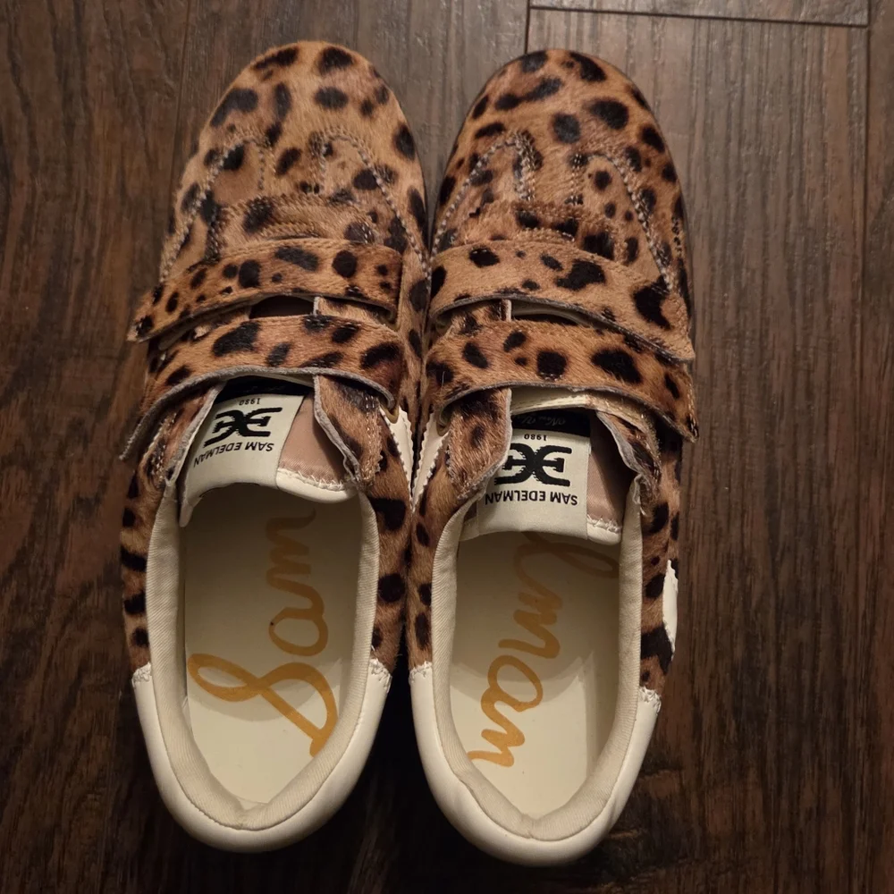 Sam Edelman Talia Leopard Brahama Hair Velcro Sneakers 9 - Picture 4 of 9